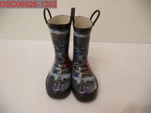 NWT - Arctiv8 Toddler Boys Grey Fire Engine Harley 6 Rain Boots, Size 9 - Picture 1 of 10