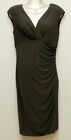RALPH LAUREN - Stretch Solid Pleated Side Draped Black Dress, Size 6
