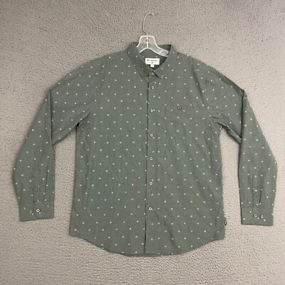 Billabong Shirt Mens Large Green Geometric Button Up Long Sleeve Casual Skater - Image 1 of 4
