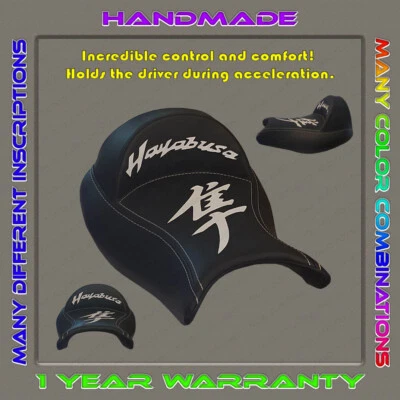 Front Custom Seat COVER Suzuki Hayabusa 2008-2020 (2Gen) Black+White 1​pillow-- - Image 1 of 4