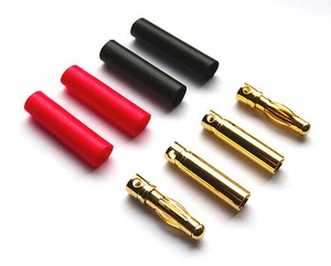 1 par de enchufes de alta corriente de 4 mm plátanos enchufe de oro + tubo te... - Imagen 1 de 9