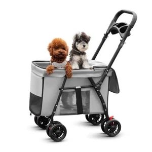 Pet Stroller Cat Dog Stroller Travel Folding Pet Carriers() Gray - Picture 1 of 7