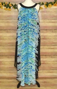 Avenue Sleeveless Summer Dress Midi Shift Flowey Chiffon Size 30 32 Beach Resort - Picture 1 of 13