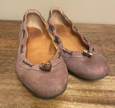 Zapatos planos sin cordones Hunter para mujer de cuero marrón Dominica con palanca de ballet talla 8,5 Foto 1 de 4