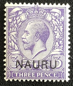 1916 NAURU 3d STAMP OVERPRINT -THREEPENCE-KING GEORGE V-Sg NR 7-MH - Picture 1 of 3