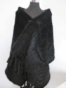 Neu Zopf echt Nerz Pelz Cape Pelzschal Premium Qualität 200*58cm schwarz Halstuch - Bild 1 von 5