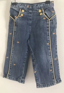 Gymboree Baby Girls Embroidered Blue Pull On Jeans 18-24 Months - Picture 1 of 5