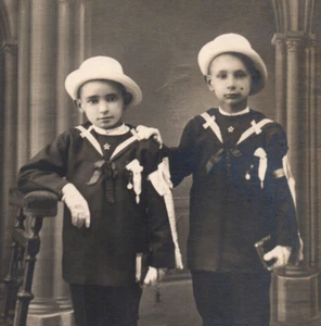 School Boys With Medals Real Photo Postcard - Picture 1 of 3