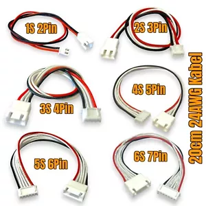 1S 2S 3S 4S 5S 6S 7S 8S 9S Balancer Kabel JST XH Lipo 20cm Verlängerung RC 24AWG - Bild 1 von 30