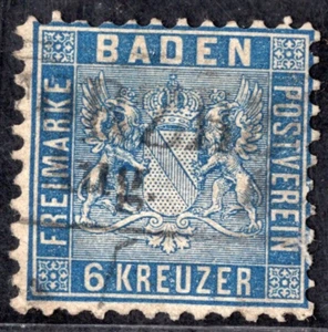 GERMANY BADEN 1882 SCOTT #16 USED LIGHT CANCEL - Picture 1 of 2