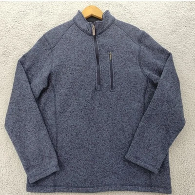 Suéter Woolrich Para Hombre Grande Azul Jaspeado Tejido Cuarto Cremallera Pullover Foto 1 de 4