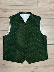 Men's Grasegger Manufaktur Gilet Green Silk Vest Waistcoat Trachten Loden sz 58 - Picture 1 of 8