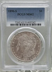 1890-S Morgan Silver Dollar - PCGS MS62 - Bright Luster - Bild 1 von 8