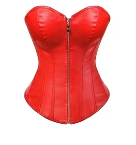 Corset Zip Front Plus Size Women's Bustier Corset Lingerie Top Leather Size 4XL - Picture 1 of 5