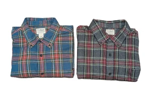 (LOTE DE 2) Talla GRANDE - LL Camisa Franela Escocesa Frijol Algodón Manga Larga - Imagen 1 de 19