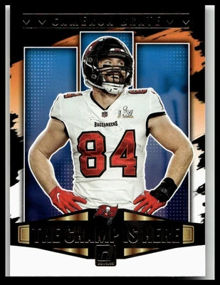 2021 Donruss #CIH-7 Cameron Brate Tampa Bay Buccaneers The Champ Is Here - Image 1 of 2
