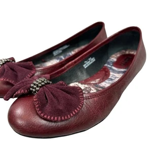 Scarpe basse da ballo Born bordeaux con fiocco in pelle misura 7,5 - Foto 1 di 10