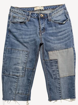 Jeans capri de mezclilla con retazos Guess para mujer talla S Foto 1 de 4