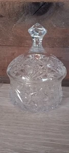 Crystal bowl with lid. American brilliant with starburst pattern - Picture 1 of 4