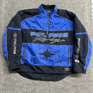 Vintage Polaris Snowmobile Racing Coat Jacket Pullover Blue Black Size XXL 2XL - Picture 1 of 13