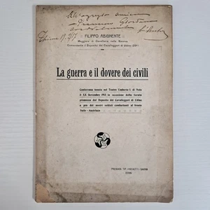 Book The War And The Duty Of Civilians - Filippo Abignente 1916 - Picture 1 of 6