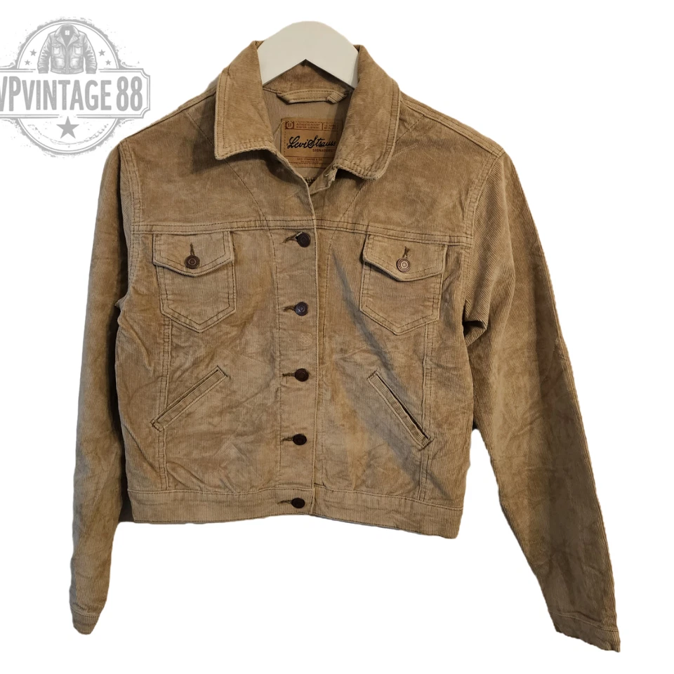 Chaqueta vaquera vintage Levi’s para mujer color tostado de pana camionero talla 70505 - pequeña Foto 1 de 4
