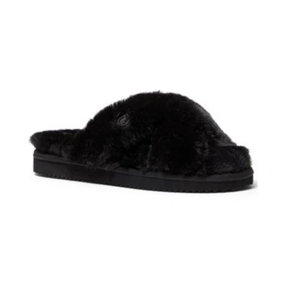  Michael Kors Lala Furry Slippers Allover Faux-Fur Slip-On Black Size 9 NWOT  - Image 1 of 4