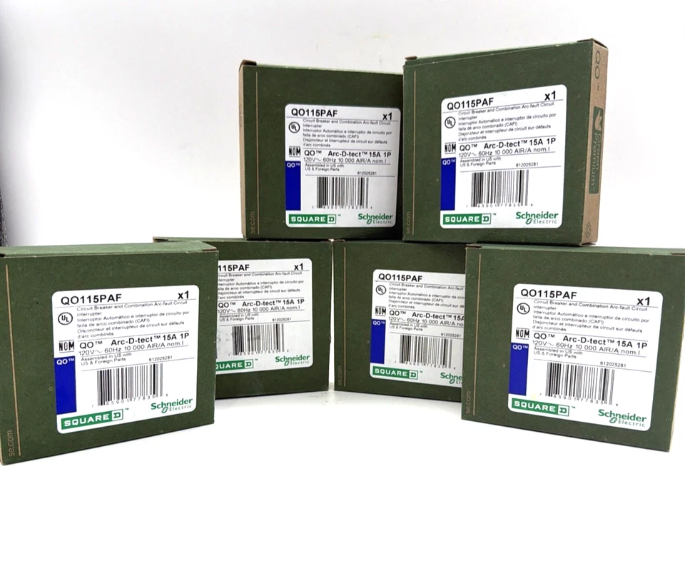 6 件 – 方形 D QO115PAF 15A AFCI 弧形故障断路器 – 全新 — 第 1/1 张图片
