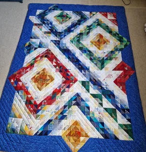 Patchword-Decke, Quilt, Handarbeit, Unikat, 160 x 200 cm - Bild 1 von 8