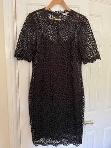 Elegant LK Bennett Aisha Black Lace Dress size 12 in excellent condition - Picture 1 of 10