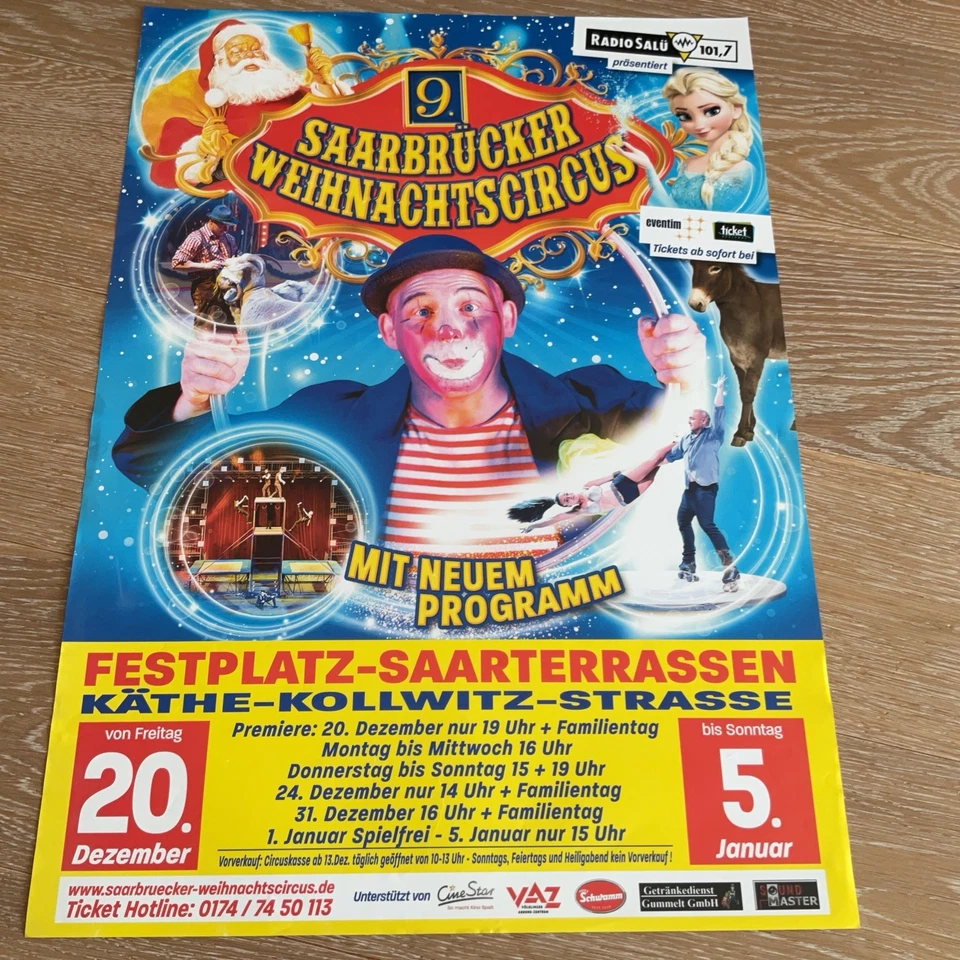 Saarbrücker Weihnachtscircus Zirkus Circo Cirque Cirkus Circus Plakat Poster - Bild 1 von 1