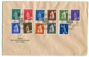 NDH CROATIA GERMAN PUPPET STATE 1943 RED CROSS B42-B51 SCARCE FIRST DAY COVER - Picture 1 of 1