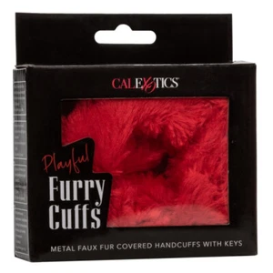 CalExotics Playful Furry Cuffs Red - beginners hand cuffs - Picture 1 of 6