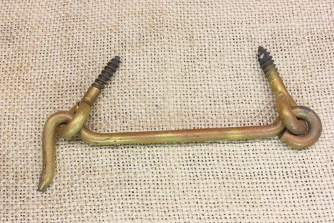 Old 4 1/2” Hook And Eye Vintage Solid Brass Latch Catch Door Shutter Outside Use Cover