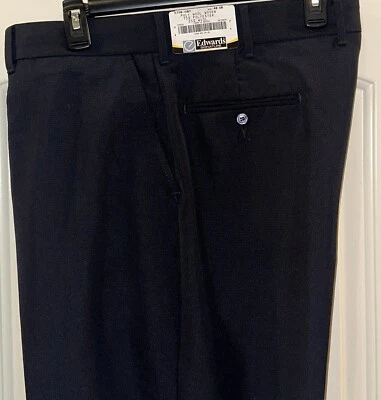 Pantalones de vestir Edwards Signature para hombre negros frente plano poli lana - 40 sin dobladillo nuevos con etiquetas Foto 1 de 3