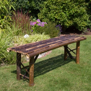 Gartenbank Bambus Massiv Bank 3 Sitzer Sitzbank Garten Möbel Braun Homestyle4u - Bild 1 von 8