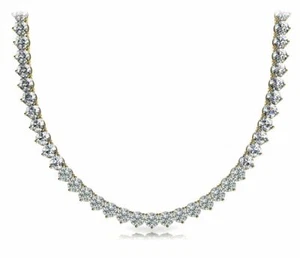 WIND 19 Carat Diamond Tennis Necklace in 14K Yellow Gold 3 prong set 16 pointer - Picture 1 of 7