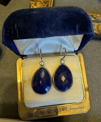 Silpada  Blue Lapis Twilight Drop Earrings 925 Gemstone W2871. Retired 2013 - Image 1 of 3
