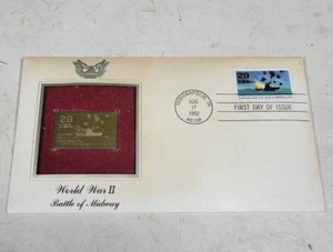WWII -Battle of Midway- 22kt Gold Stamp Replica (1st day of issue) 1992 - Picture 1 of 4