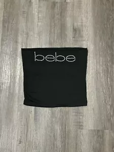 Black Bebe tube top Cute Rhinestone Sequin Bebe Tube Top Y2K And 2000s Vibes - Picture 1 of 3