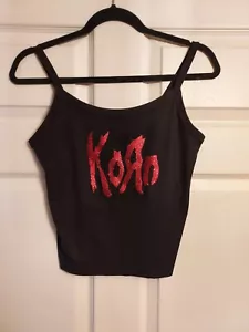 Korn crop top korn Shirt korn tank top red glitter vinyl Ribbed Tank Hand Cropp - Picture 1 of 2