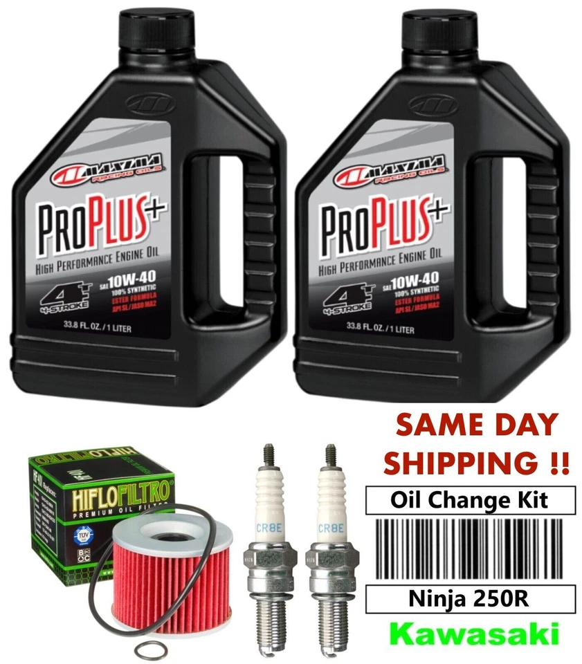 08/12 Kawasaki Ninja 250R EX250J Synthetic Oil Change Kit NGK Plugs Oil Filter Foto 1 de 1
