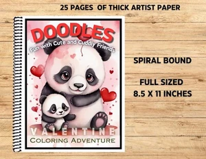 Valentine Doodles - Spiral Bound Coloring Book On Thick Artist Paper #021 - Imagen 1 de 3
