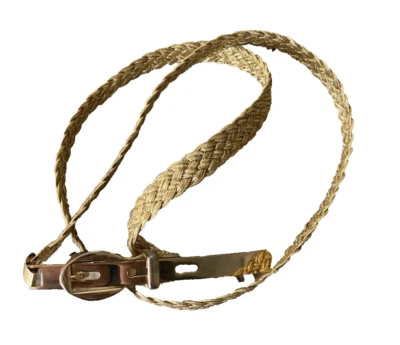 Vintage Gold Tone Thin Weaved Braided Stretch Belt Womens One Size Metal Buckle - Image 1 of 4