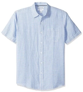 Men's Regular-Fit Short-Sleeve Linen Cotton Shirt - Picture 1 of 4