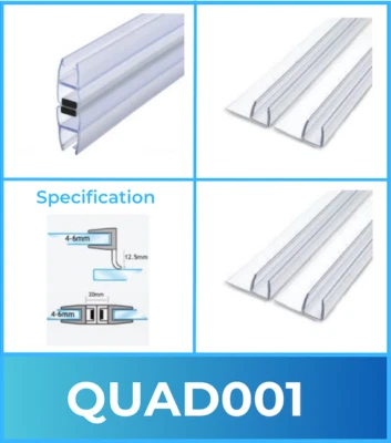 SHOWER OUTLET LTD Shower Outlet Vertical Magnetic Shower Door Seal Strip Fit 4-6mm Glass 2m Length