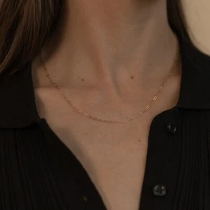 Paperclip Chain Necklace Stainless Steel 18KGP - Picture 1 of 6
