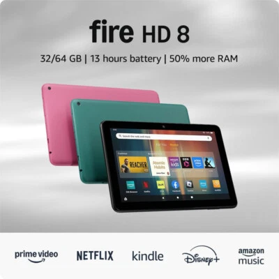 New Amazon Fire 8” HD Tablet with Alexa (newest gen) 32GB/3GB RAM 2024 -EMERALD! - Image 1 of 4