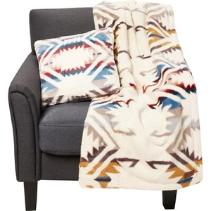 PENDLETON WHITE SHORES COLLECTIO FAUX FUR 50x70” THROW BLANKET 18x18” PILLOW SET - Picture 1 of 13