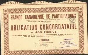CANADIAN FRANC OF PARTICIPATION (CANADA) (V) - Picture 1 of 1